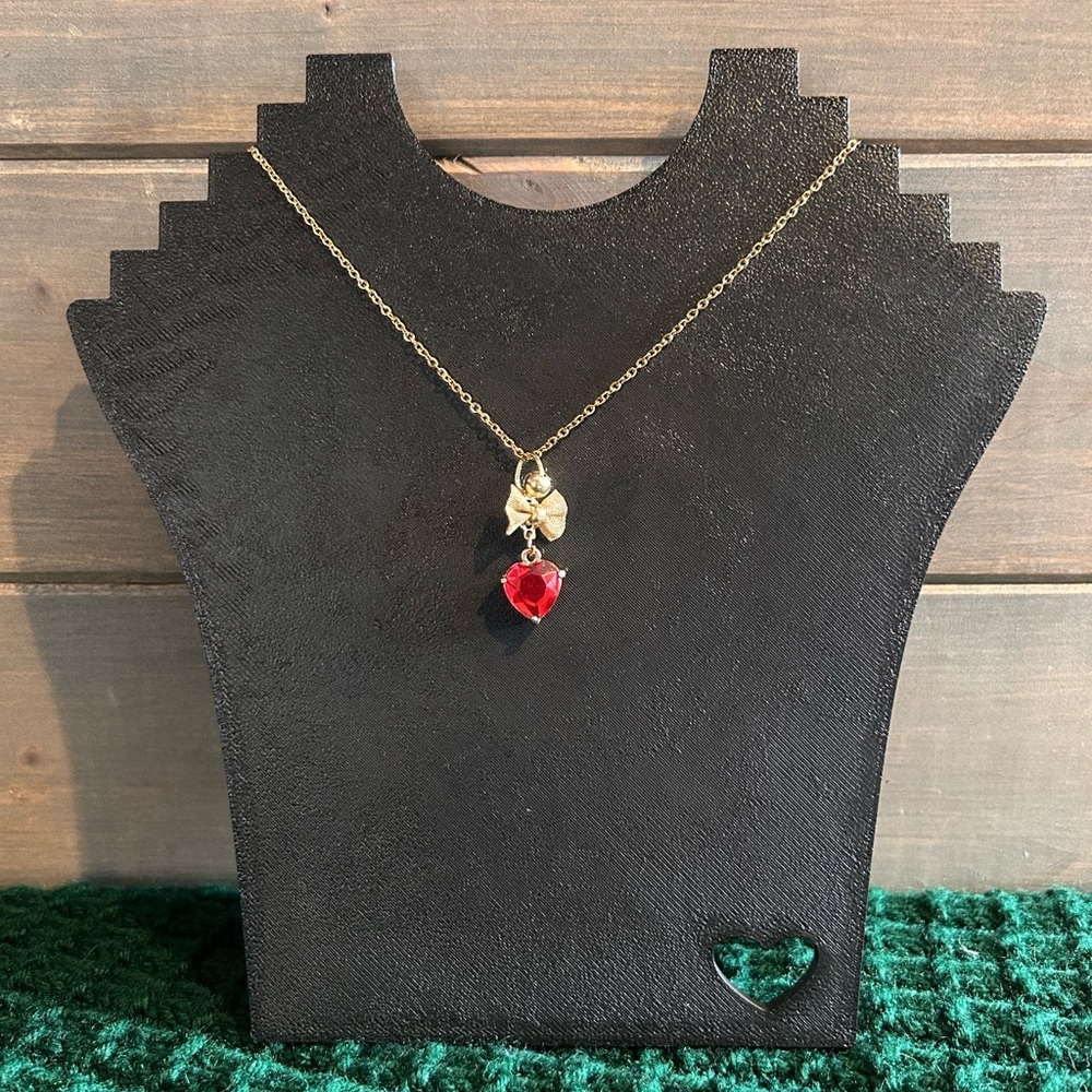 3/$10 Gold Tone Necklace With Red Heart Pendant
